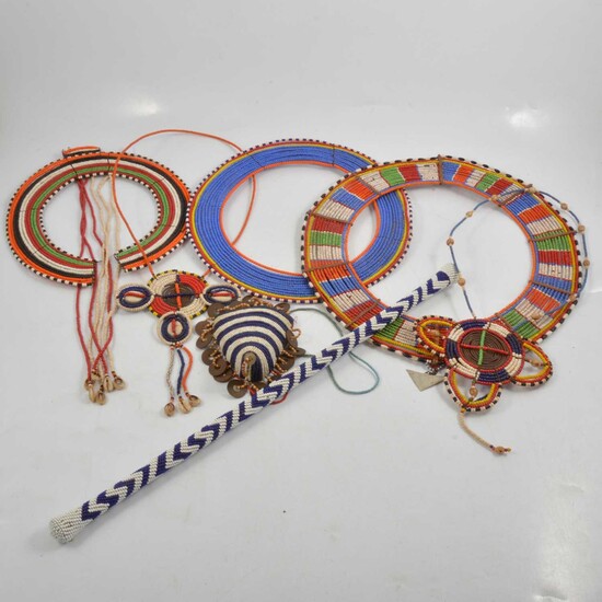 Small collection of Maasai coloured beadwork.