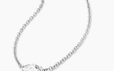 Solitaire Pear Brilliant 0.50CT D/SI2 diamond pendant with a necklace made from 14K white gold. With - 14 kt. White gold - Necklace with pendant Diamond