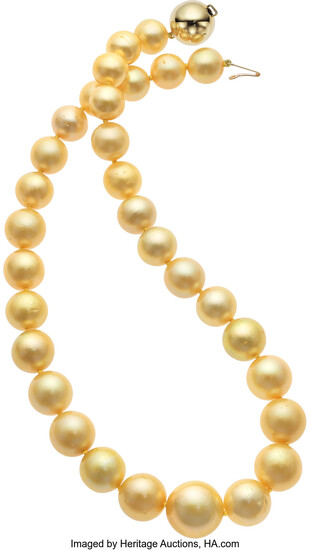 South Sea Cultured Pearl, Gold Necklace Pearls: Golden South...