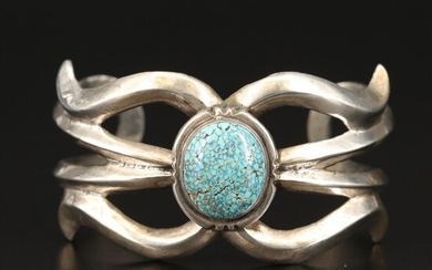 Southwestern Sterling Turquoise Sand Cast Cuff