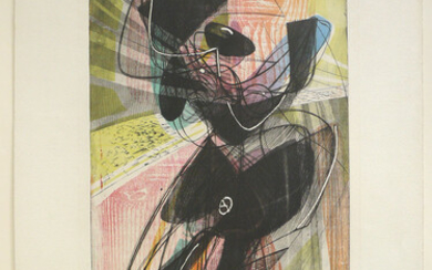 Stanley William Hayter etching Danse Du Soleil Engraving with softground etching and scorper in colours on wove, signed and inscribed Epreuve d'Artiste VI/XII in pencil, aside from the edition of 200, printed by Atelier 17.