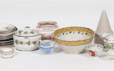 APPROX. THIRTY-FIVE PIECES OF SOFT-PASTE AND TRANSFER-DECORATED PORCELAIN...
