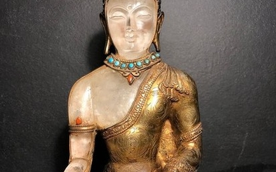 Statue (1) - Crystal, Gilt bronze, Goldplate - Tibet - Second half 20th century