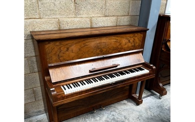 Steinway (c1936) A Model V upright piano is a figured walnut...