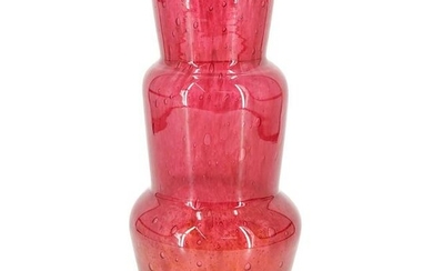 Steuben Three-Tiered Red Cluthra Vase