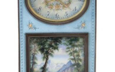 Swiss Silver, Enamel and Agate Desk Clock