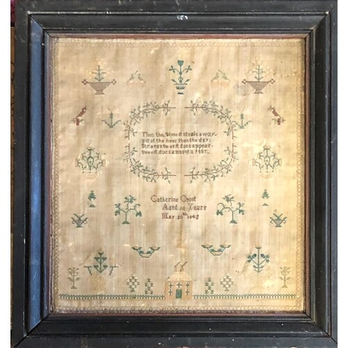 TWO 19TH CENTURY NEEDLE WORK SAMPLERS, DATED 1842 AND 1861. ...