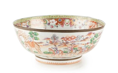 TWO CHINESE EXPORT PORCELAIN PUNCH BOWLS QING DYNASTY, LATE 18TH/19TH CENTURY