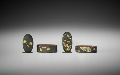 TWO FUCHI AND KASHIRA WITH AOI LEAVES
