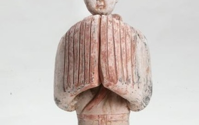 Tang style Chinese pottery figure of an attendant
