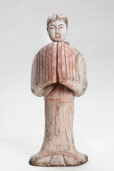 Tang style Chinese pottery figure of an attendant