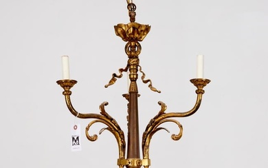 Thiebaut Freres, gilt bronze chandelier, signed