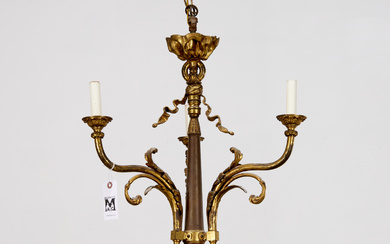 Thiebaut Freres, gilt bronze chandelier, signed