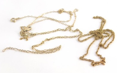 Three 9ct gold chains, to include two fine link...