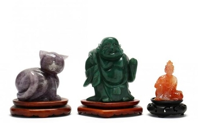 Three Chinese Carved Hardstone Sculptures