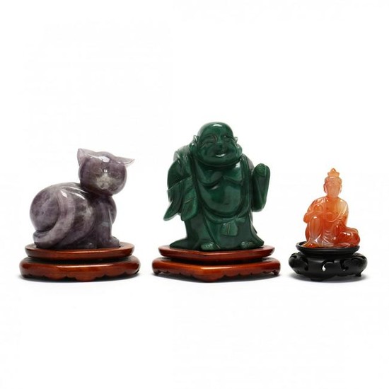 Three Chinese Carved Hardstone Sculptures