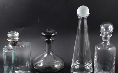 Three boxes of contemporary glassware and decanters