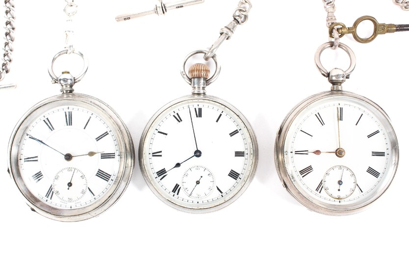 Three late 19th/early 20th century silver cased open faced pocket watches