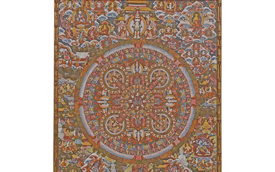Tibetan Buddhist Newari Style Thangka painting from Nepal, 20th century.