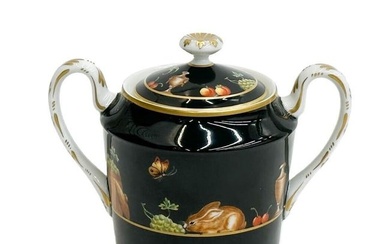 Tiffany Le Tallec Private Stock Porcelain Lidded Sugar Bowl in Black Shoulder
