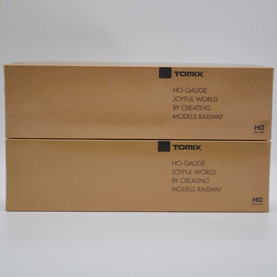 Tomix HO gauge model railways, two mail coaches OYU 10, ref HO-507 and HO-517, both boxed.