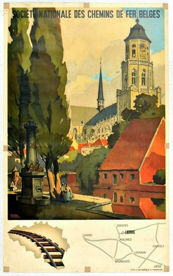 Travel Poster Lierre Belgium National Railway Verbaere