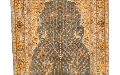 Turkish Kayseri Hand Woven Silk Rug, "Tree of Life Pattern", W 3' 3'' L 5' 1''