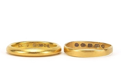 Two 22ct gold wedding bands including a Victorian example, L...