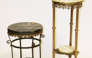 Two French Style Marble Top Stands