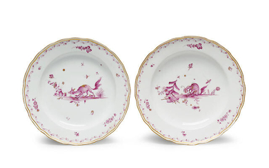 Two Meissen plates, circa 1735-40