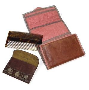 Two Ottoman leather document cases and a tortoiseshell comb, Turkey, 17th century and later
