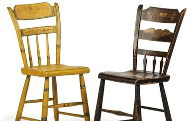 Two Paint and Stencil-Decorated Hitchcock Chairs