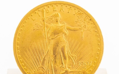 U.S. 1907 Type 2 No Motto St. Gaudens $20 Coin