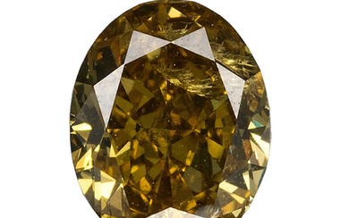 Unmounted Fancy Deep Brownish Orangy Yellow Diamond Diamond: Oval-shaped...