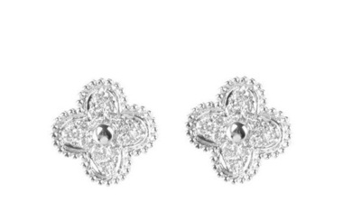 VCA style Diamond and 18K Earrings