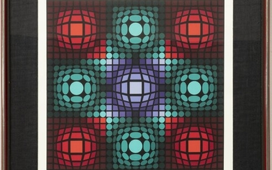 VICTOR VASARELY (FRENCH/HUNGARIAN, 1906�1997) SERIGRAPH IN COLORS, ON WOVE PAPER, H 18" W 18" OPTIC ROUGE