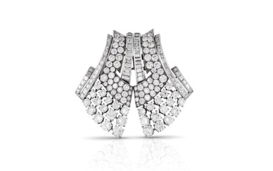 Van Cleef & Arpels Art Deco Diamond Double Clip Brooch