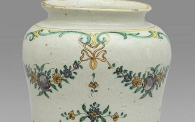 Vaso in ceramica decorato in policromia con fiori