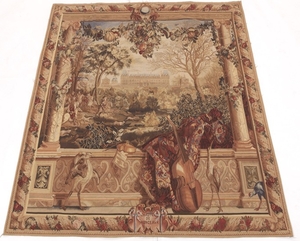 Very Fine French Pictorial Tapestry with View of Chateau de Monceaux