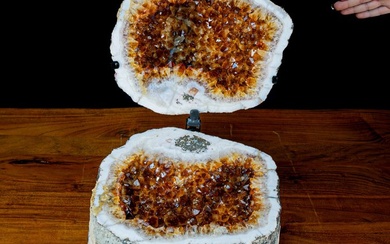 Very Rare Cut Geode - "Jewelry Box Chalcedony, Calcite & Citrine Geodes- 26401.39 g