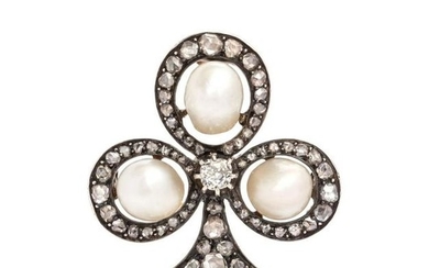 Victorian, Natural Pearl and Diamond Pendant/Brooch