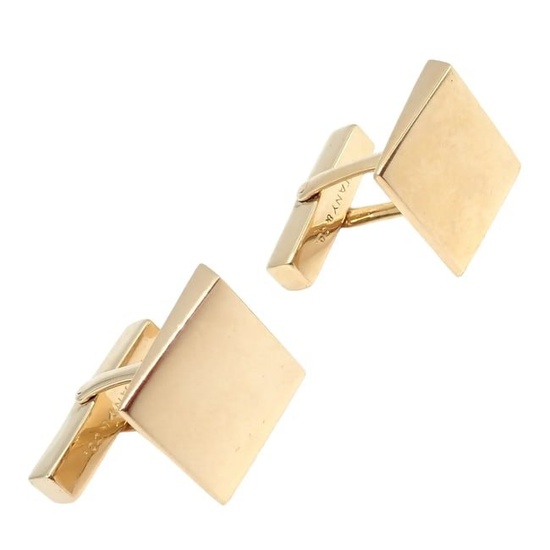 Vintage Authentic! Tiffany & Co 14k Yellow Gold Square Angled Cufflinks