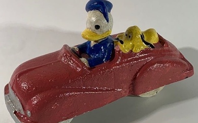 Vintage Disney Donald Duck and Goofy Cast Iron Toy Car
