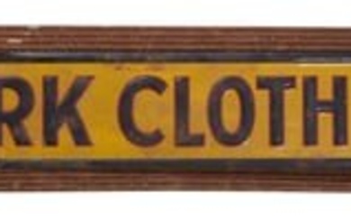 Vintage Lee Work Clothing Department Advertising Sign, polychromed embossed tin, in a reeded