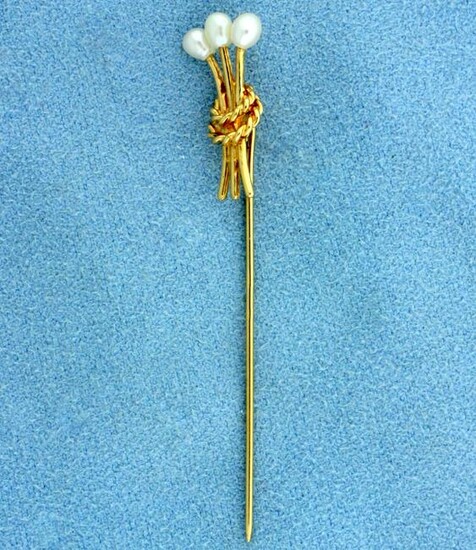 Vintage Pearl Pin in 14K Yellow Gold