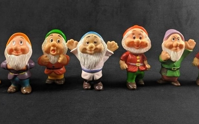 Vintage Walt Disney Seven Dwarfs Squeaky Rubber Toys