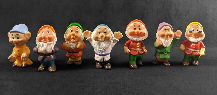 Vintage Walt Disney Seven Dwarfs Squeaky Rubber Toys