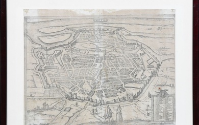Vue générale de la ville de Metz à mi-hauteur, après 1557, ,Eau-forte sur vergé grisâtre...