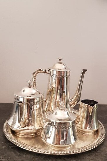 WMF / Geislingen - Tea or coffee service (4) - Art Nouveau - Silver-plated - Frise