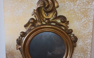 Wall mirror - Glass, Gold, Wood